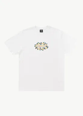 AFENDS Mens Bloom - Retro Graphic Logo T-Shirt - White