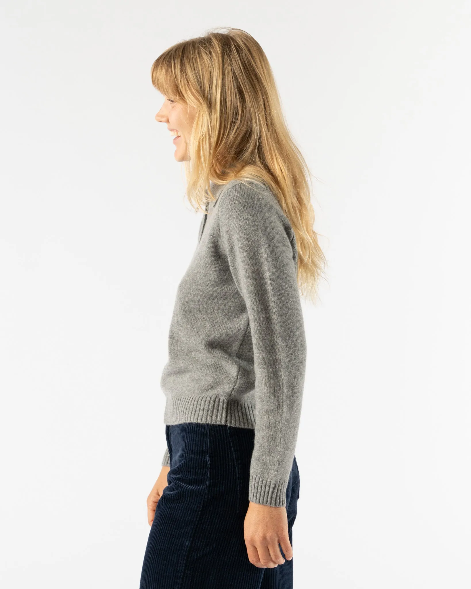 Alex Mill Cashmere Alice Polo Sweater in Heather Grey