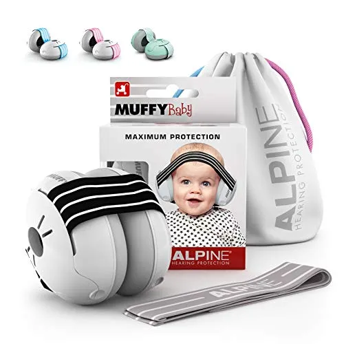 Alpine Muffy Baby Ear Protection for Newborn and Babies up to 36 Months – Noise Reduction Earmuffs for Toddlers & Children – Comfortable Infant Ear Muffs Prevent Hearing Damage & Improve Sleep, Black