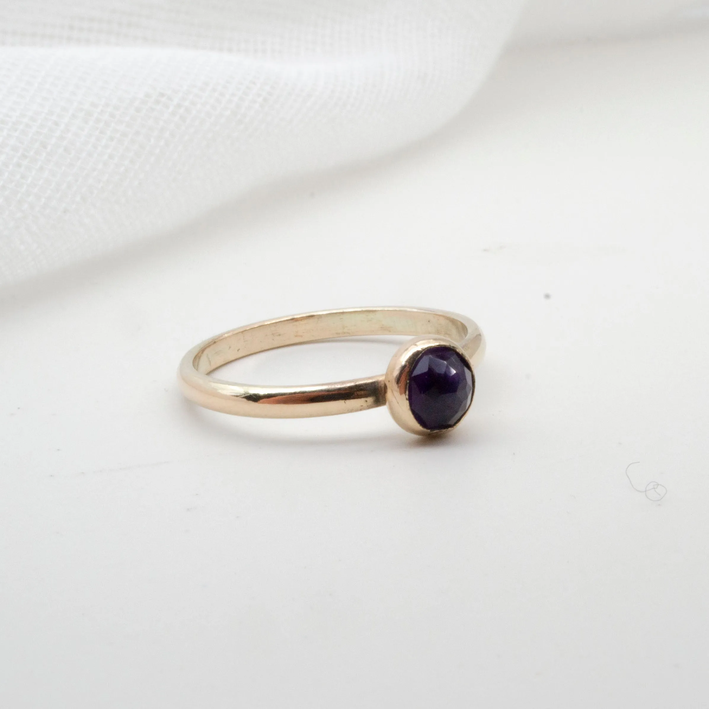 Amethyst rose cut ring on gold fill ring