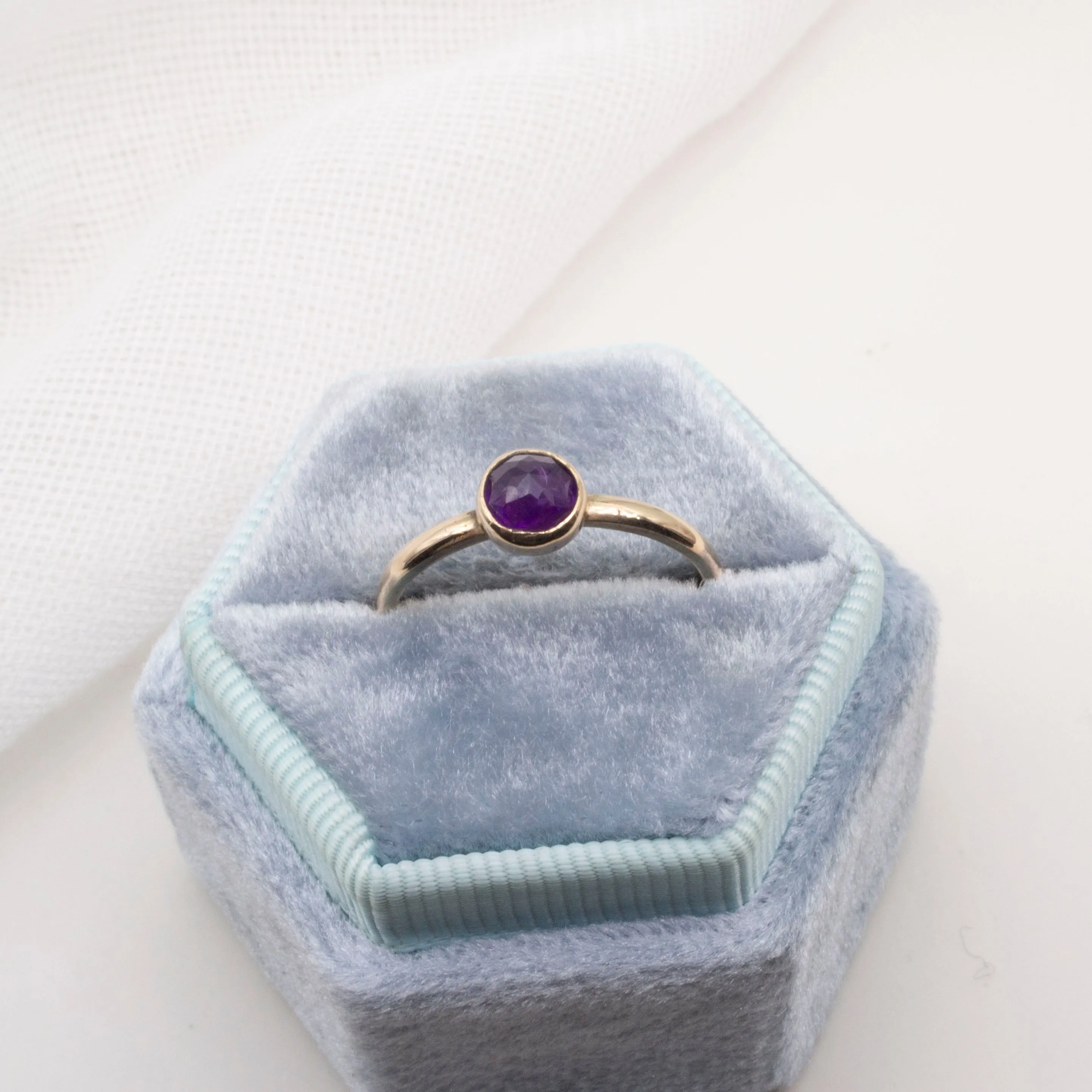 Amethyst rose cut ring on gold fill ring