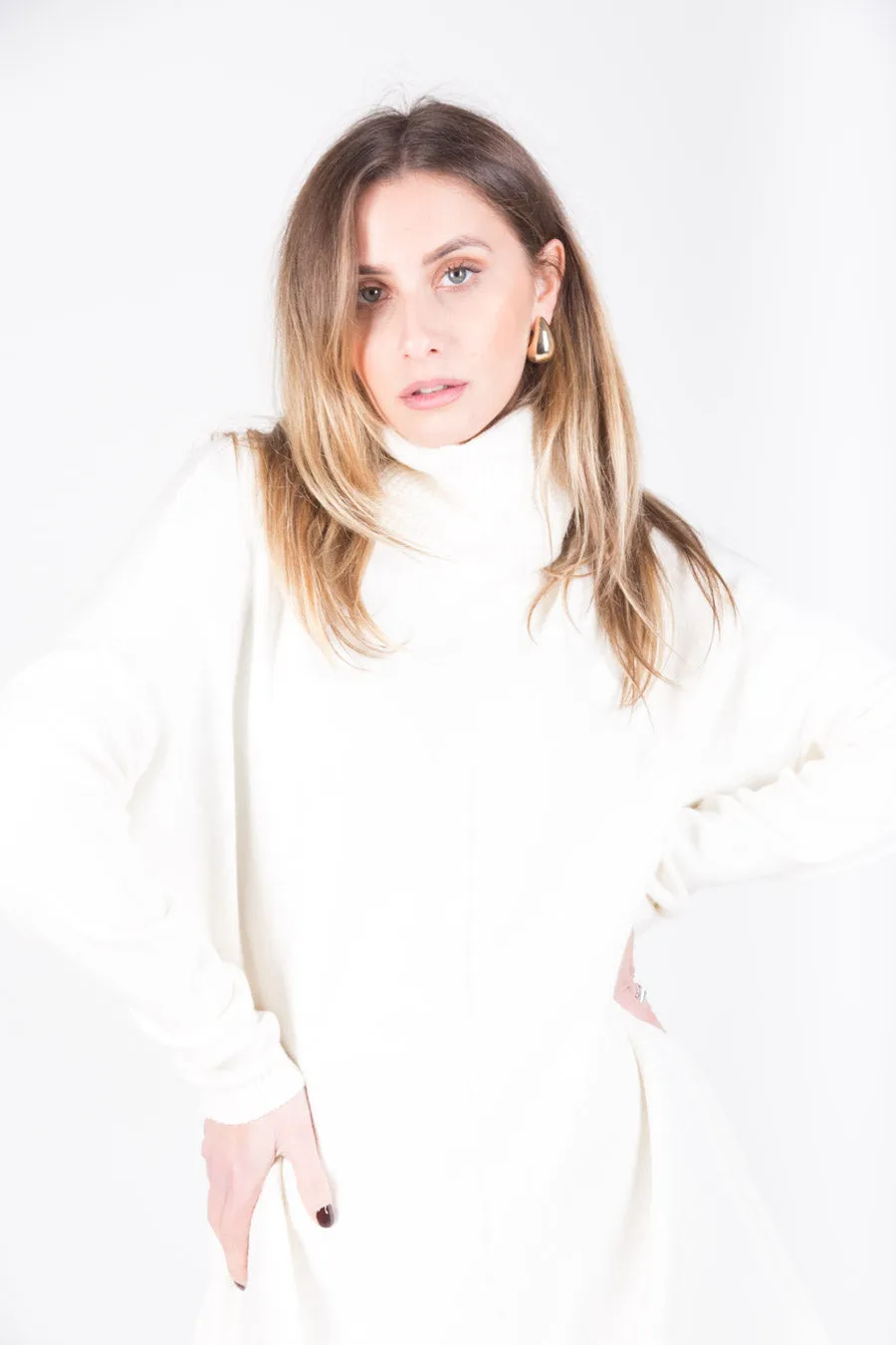 Asymmetric turtleneck knit tunic wholesale