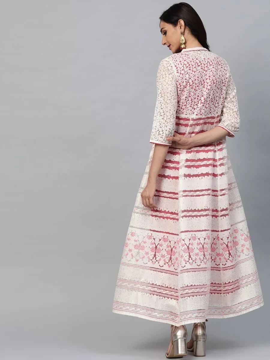 AURELIA Women Layered Printed Maxi Cotton Dress
