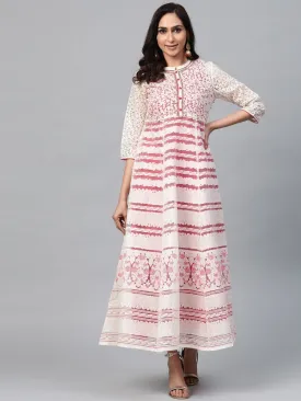 AURELIA Women Layered Printed Maxi Cotton Dress