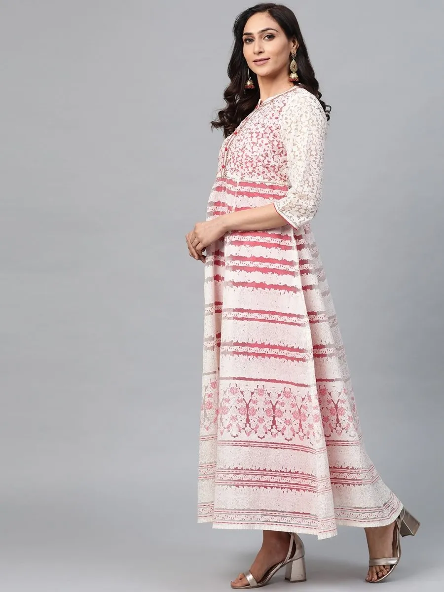 AURELIA Women Layered Printed Maxi Cotton Dress