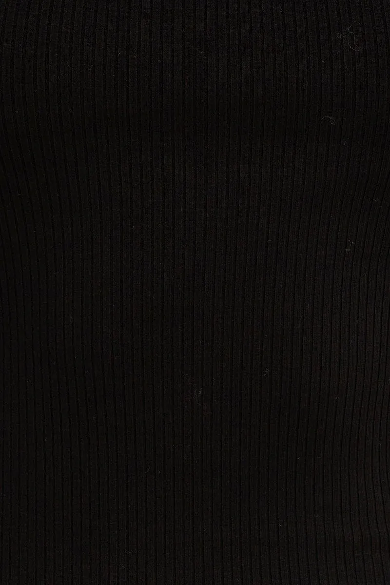Black Side Slip Bodycon Dress Square Neck