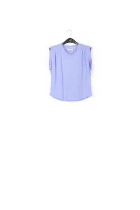 Blue linen sleeveless T-shirt