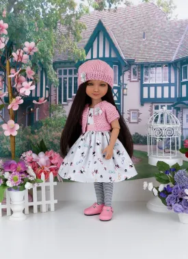 Boston Terrier - dress and sweater set with shoes for Ruby Red Fashion Friends doll