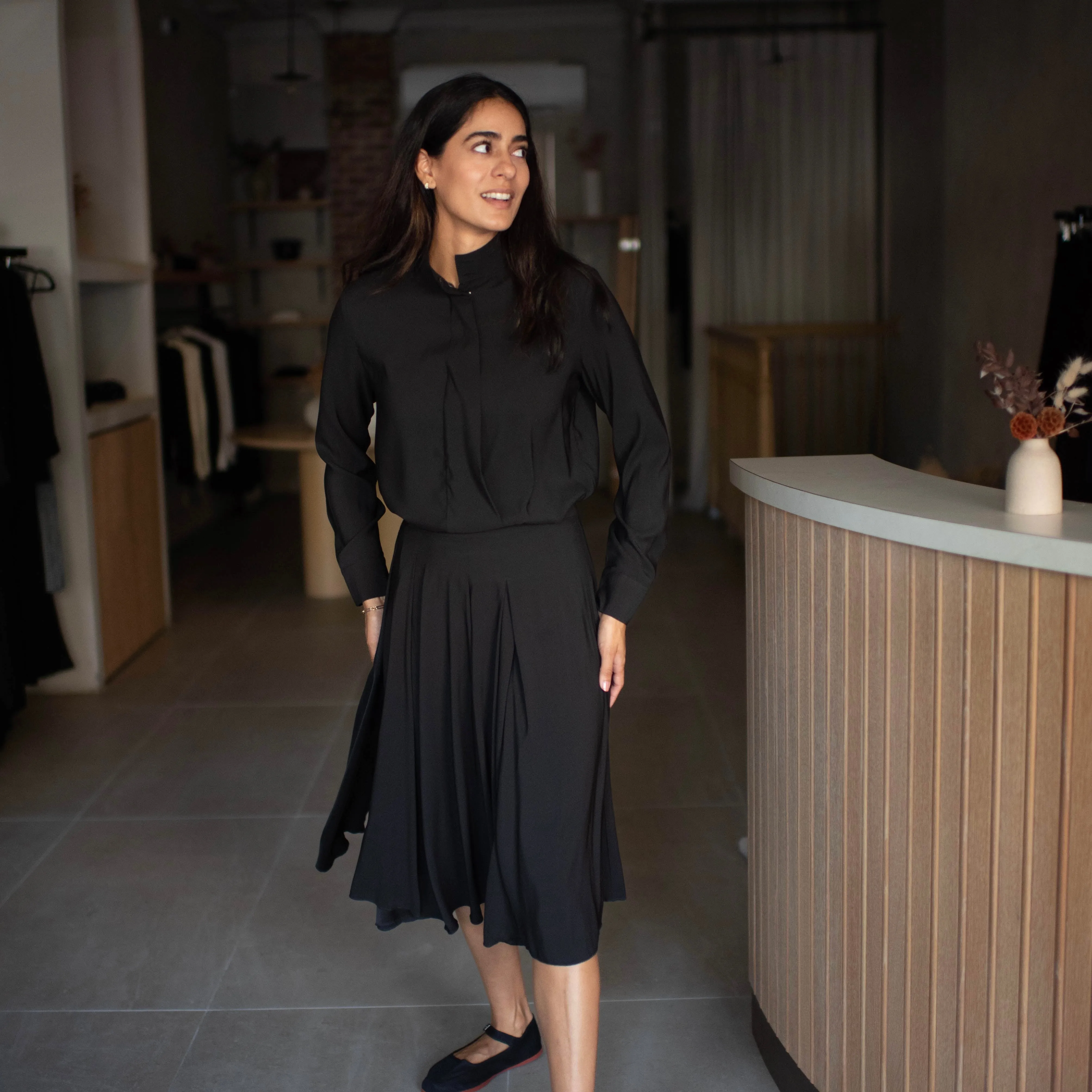 Chiffon Flared Pleated Skirt [Final Sale]