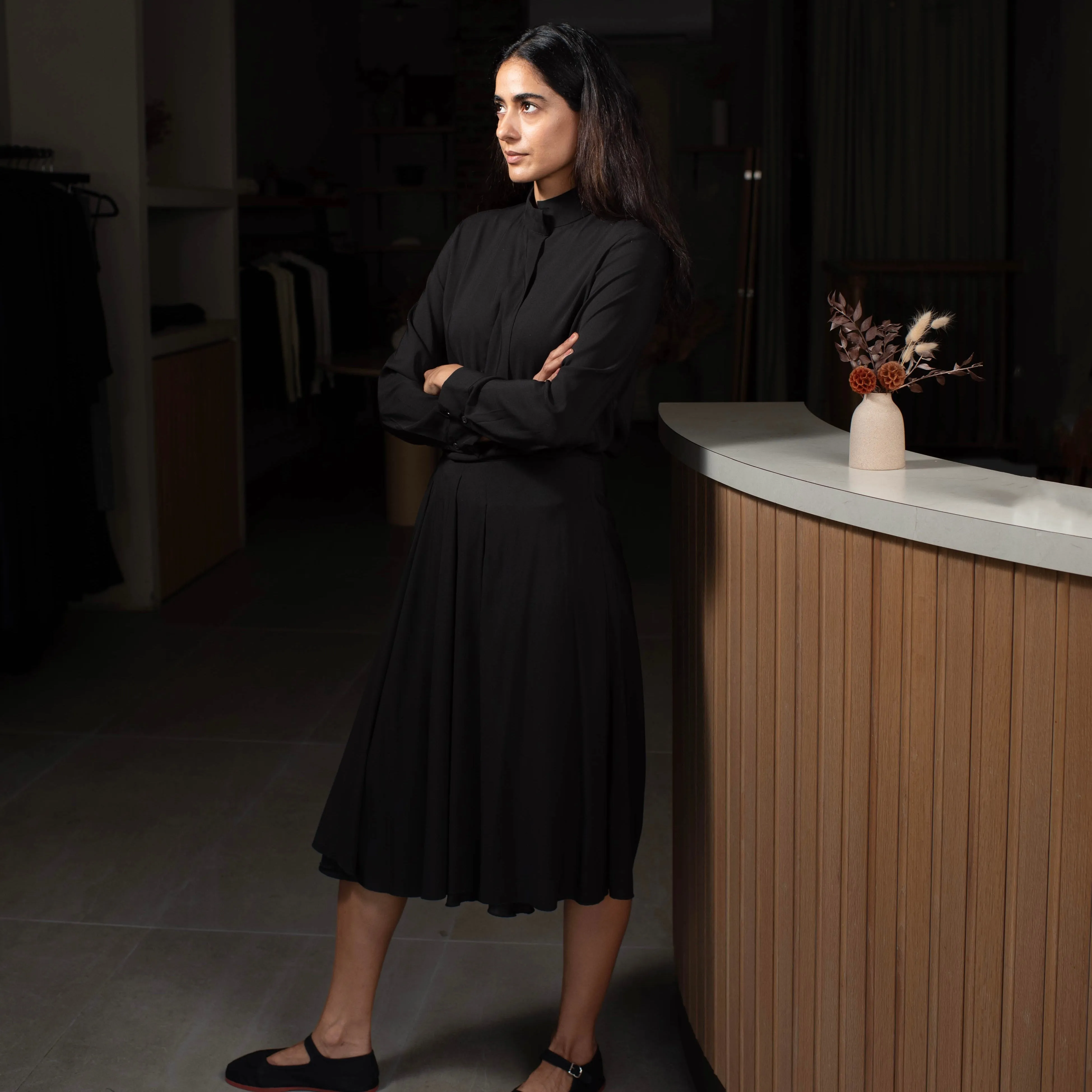 Chiffon Flared Pleated Skirt [Final Sale]