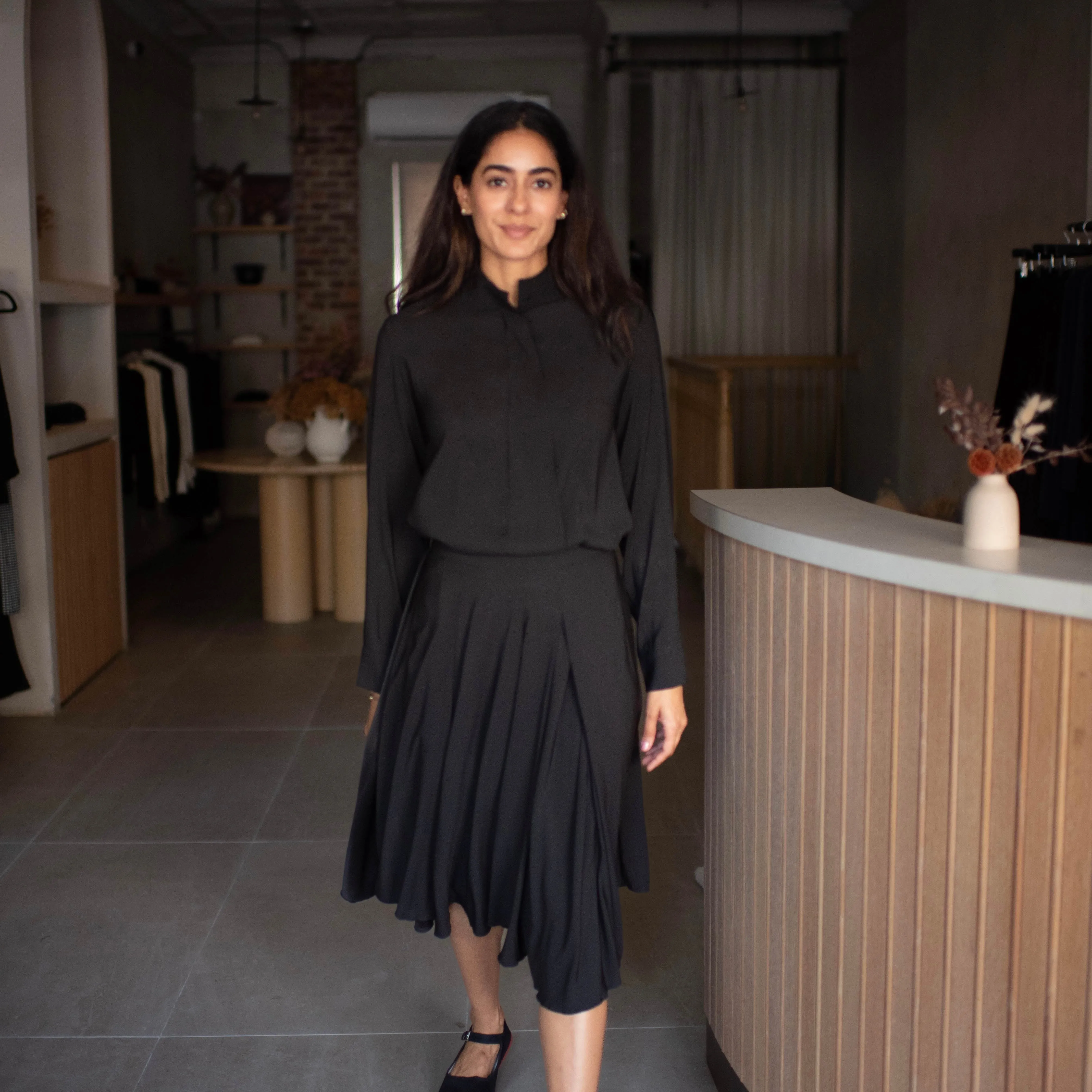 Chiffon Flared Pleated Skirt [Final Sale]