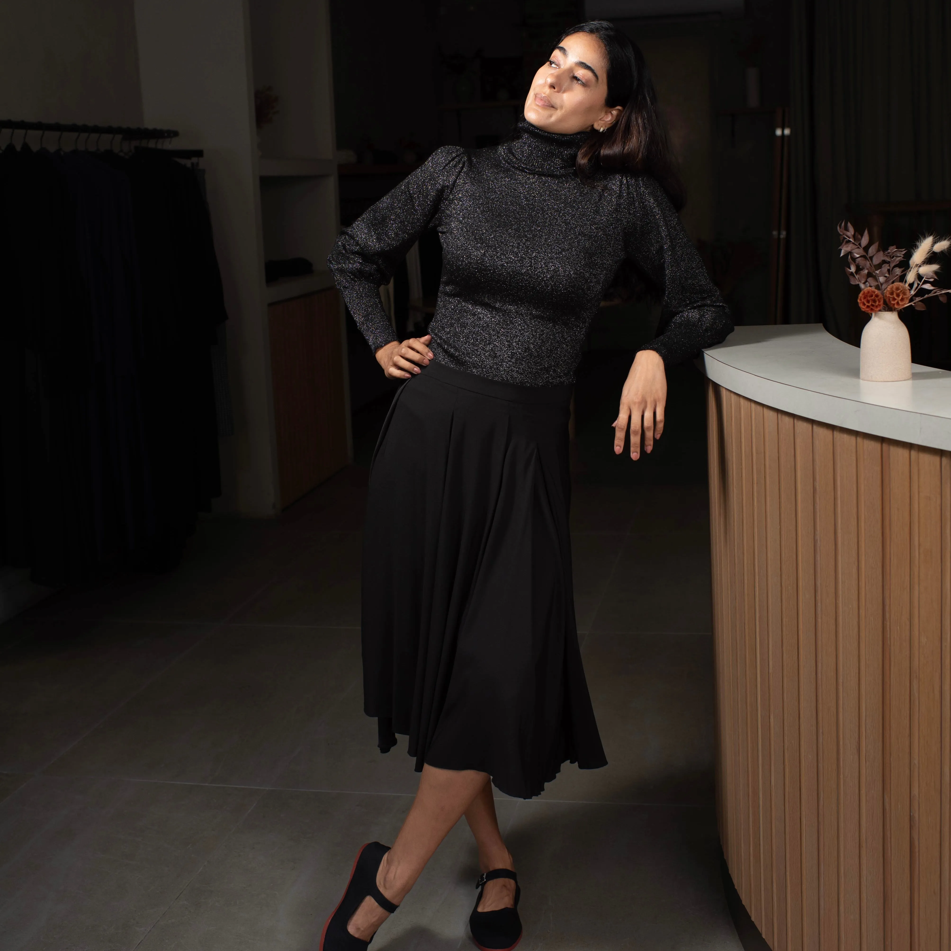 Chiffon Flared Pleated Skirt [Final Sale]