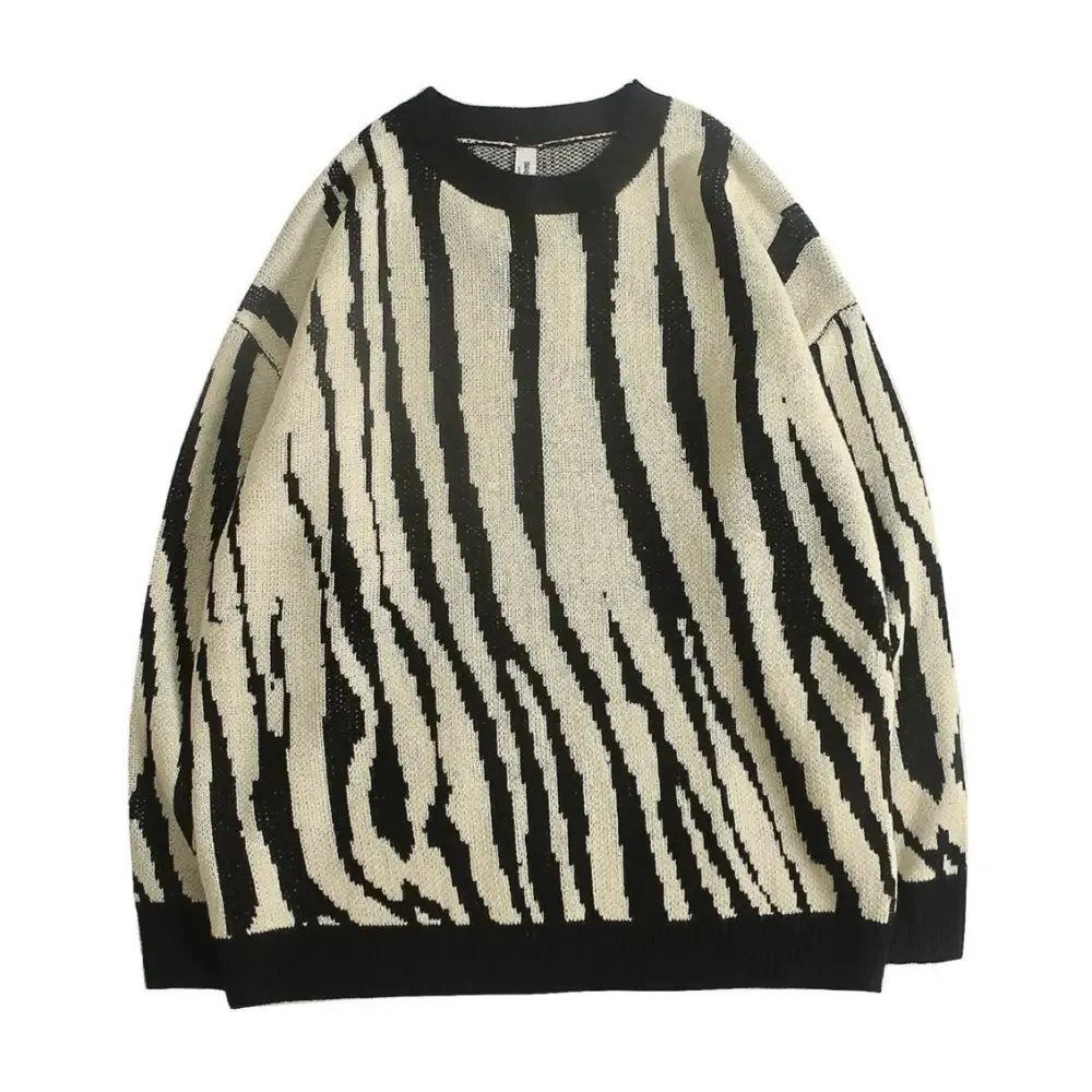 Contrast Grain Zebra Sweater
