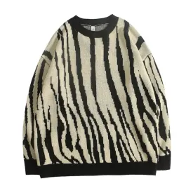 Contrast Grain Zebra Sweater