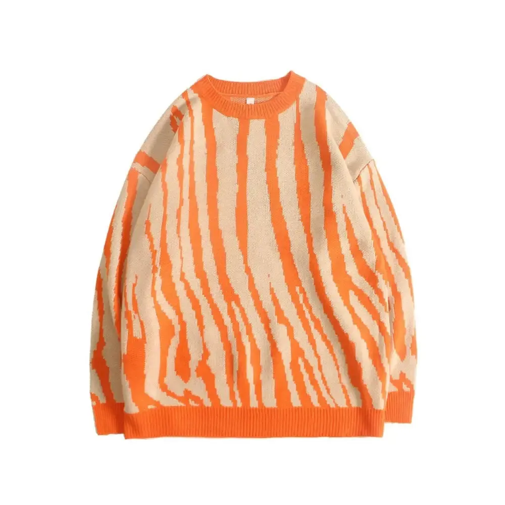Contrast Grain Zebra Sweater