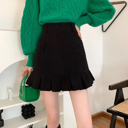 Corduroy Retro Pleated Skirt
