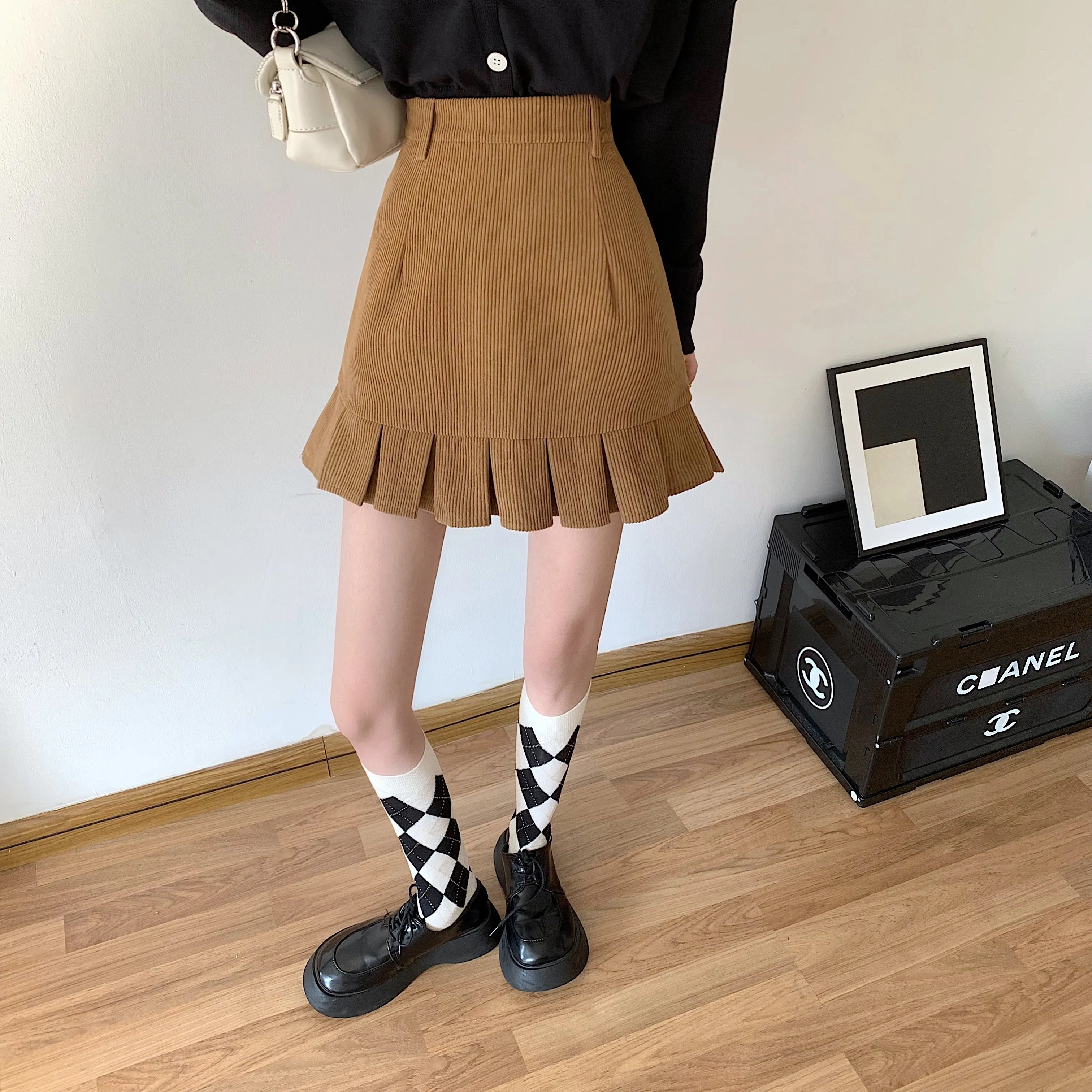 Corduroy Retro Pleated Skirt