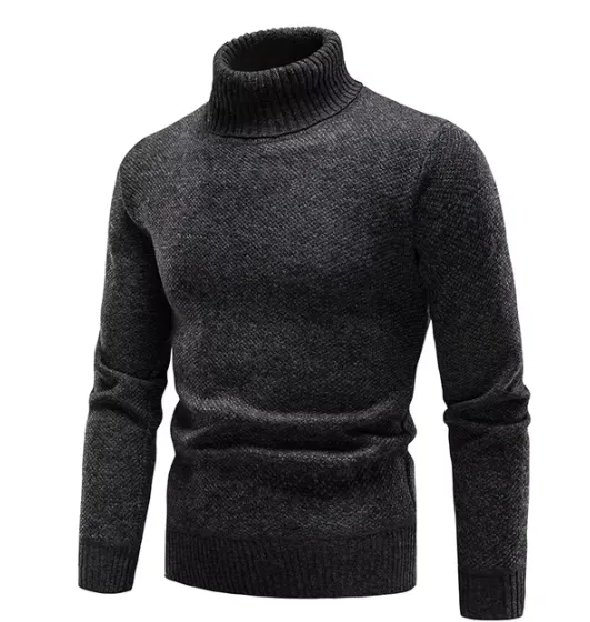 Cozy Men's Turtleneck with Ribbed Detailing