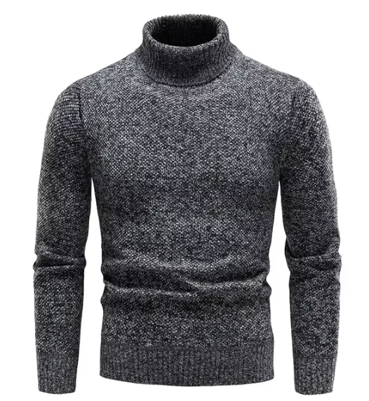Cozy Men's Turtleneck with Ribbed Detailing