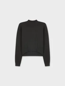 Crop Mock Neck Turtleneck-Black