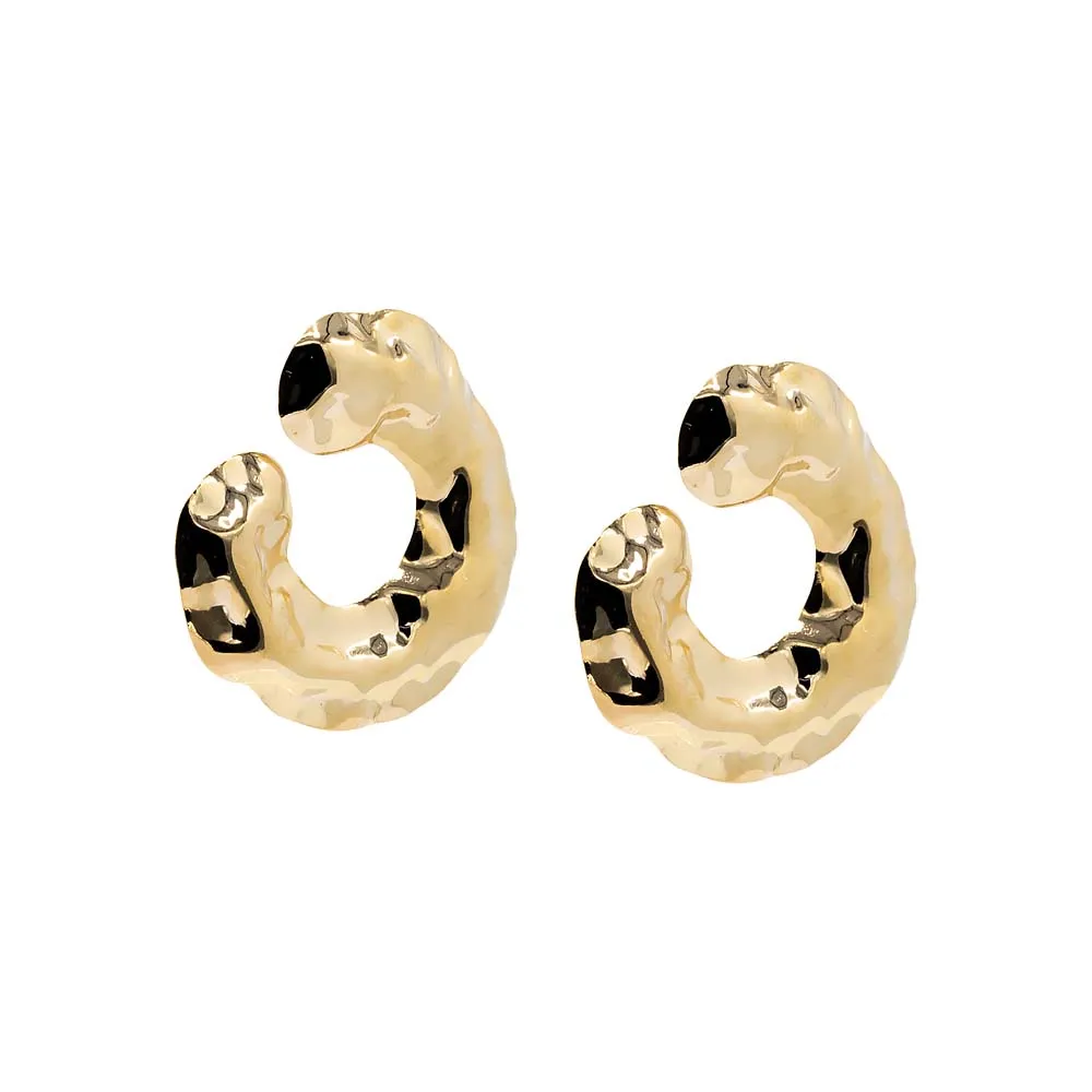 Curved Dented Loop On The Ear Stud Earring by By Adina Eden