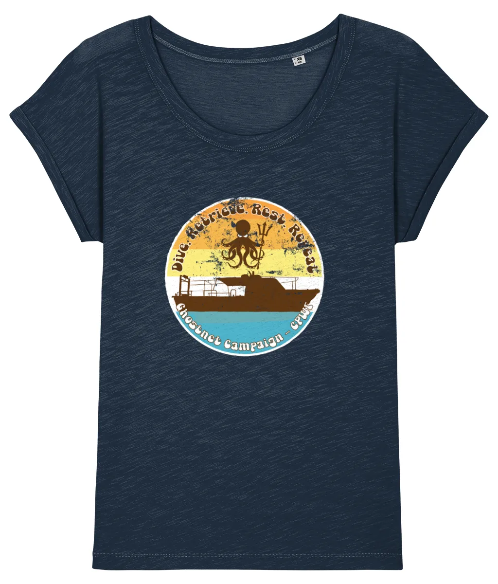 Dive Retrieve Rest Repeat Women's Rolled Sleeve T-Shirt