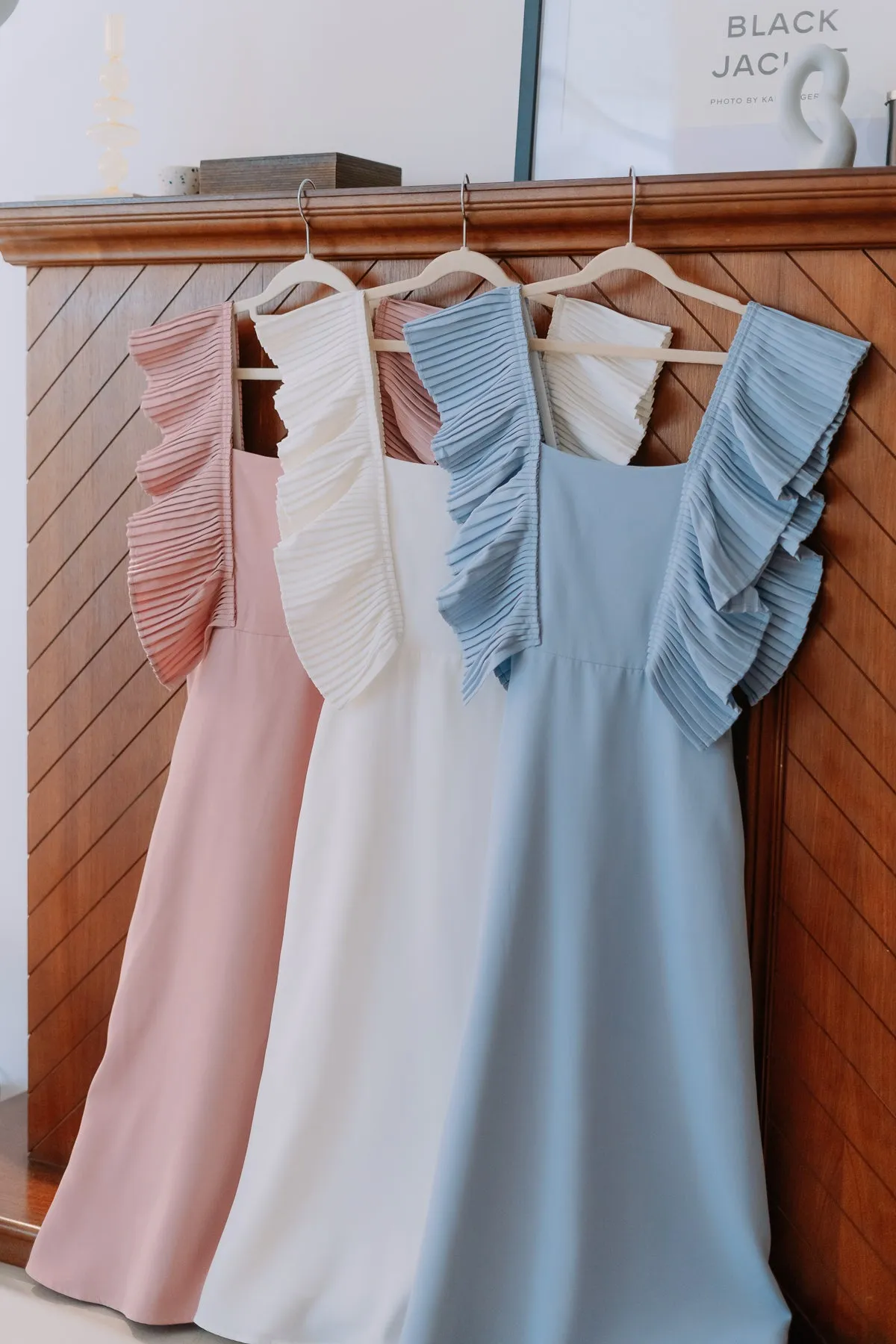 Dover Pleated Ruffle Midi Dress  - Dusty Pink [XS/S/M/L/XL]