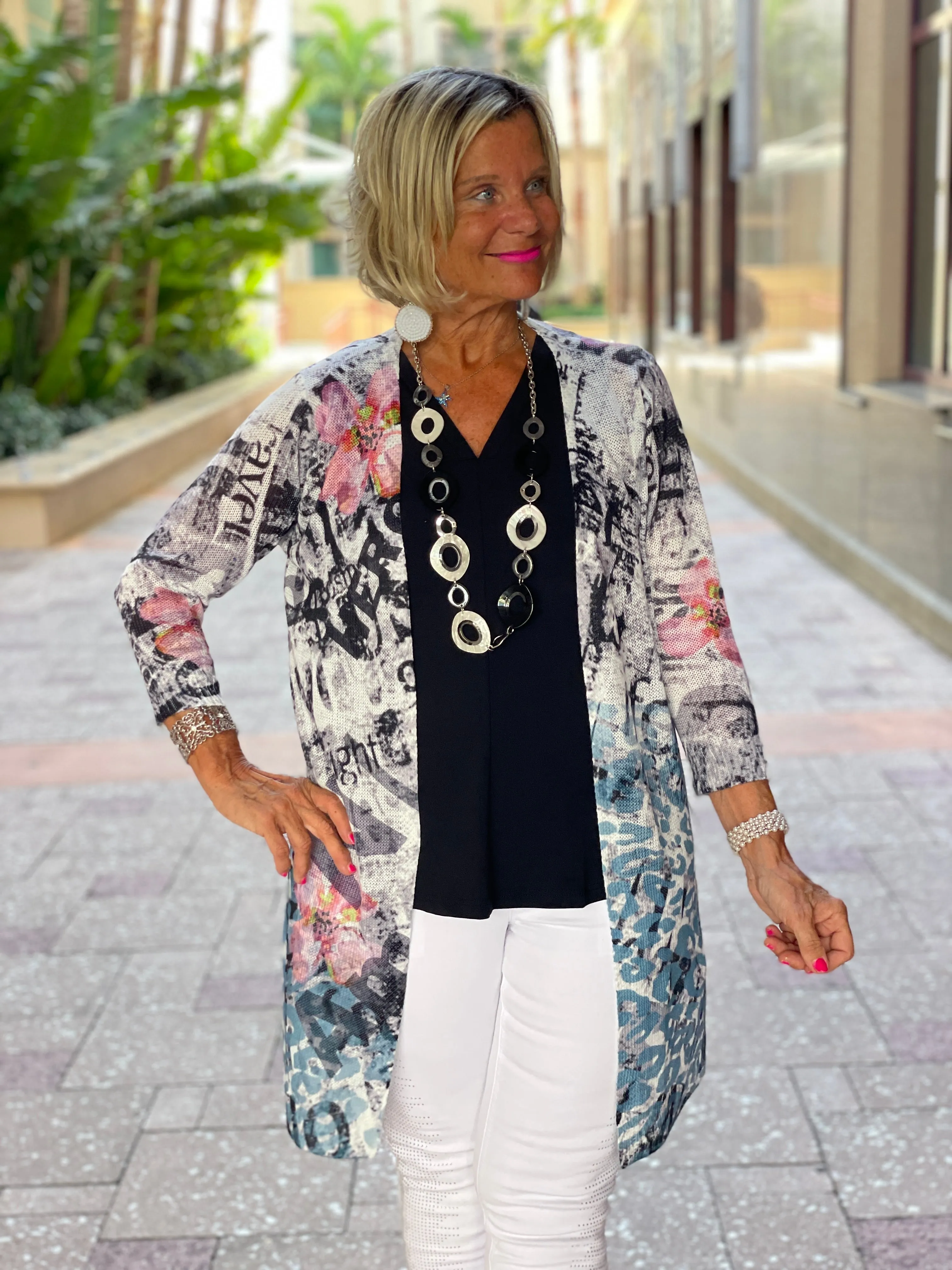 Ethyl Classic Long Length Cardi - Paris