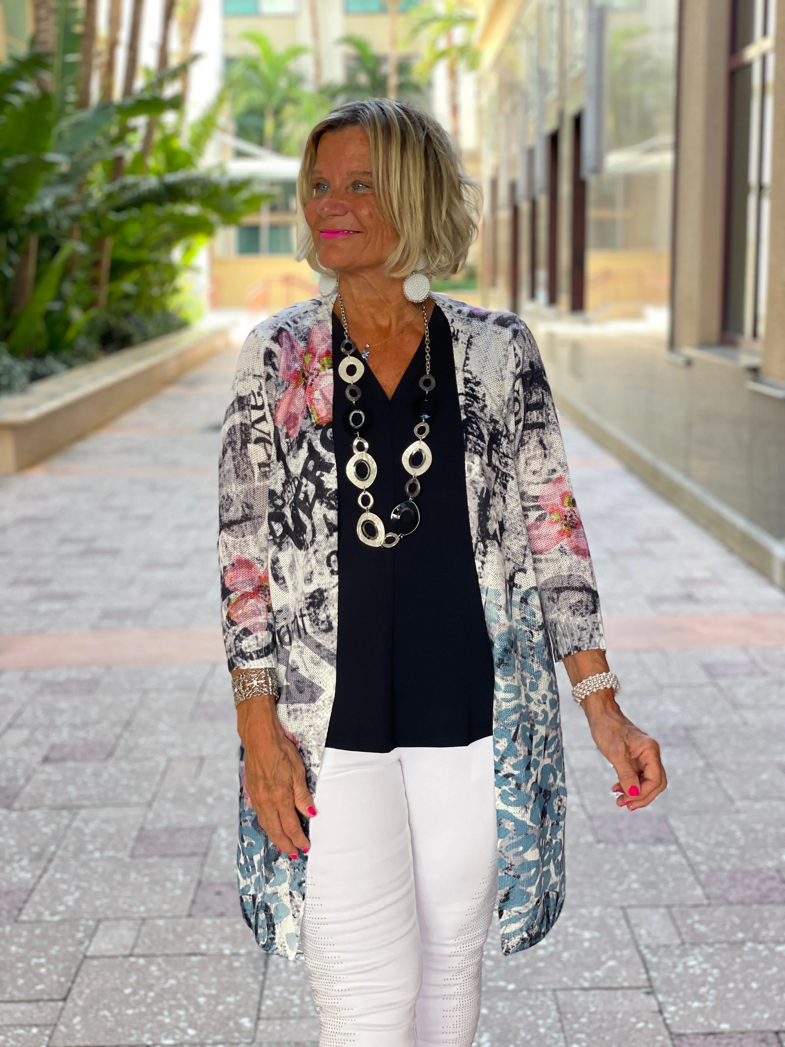 Ethyl Classic Long Length Cardi - Paris