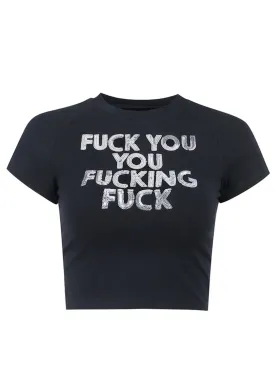 FUUFF Round Neck Glitter Short Sleeve T-Shirt