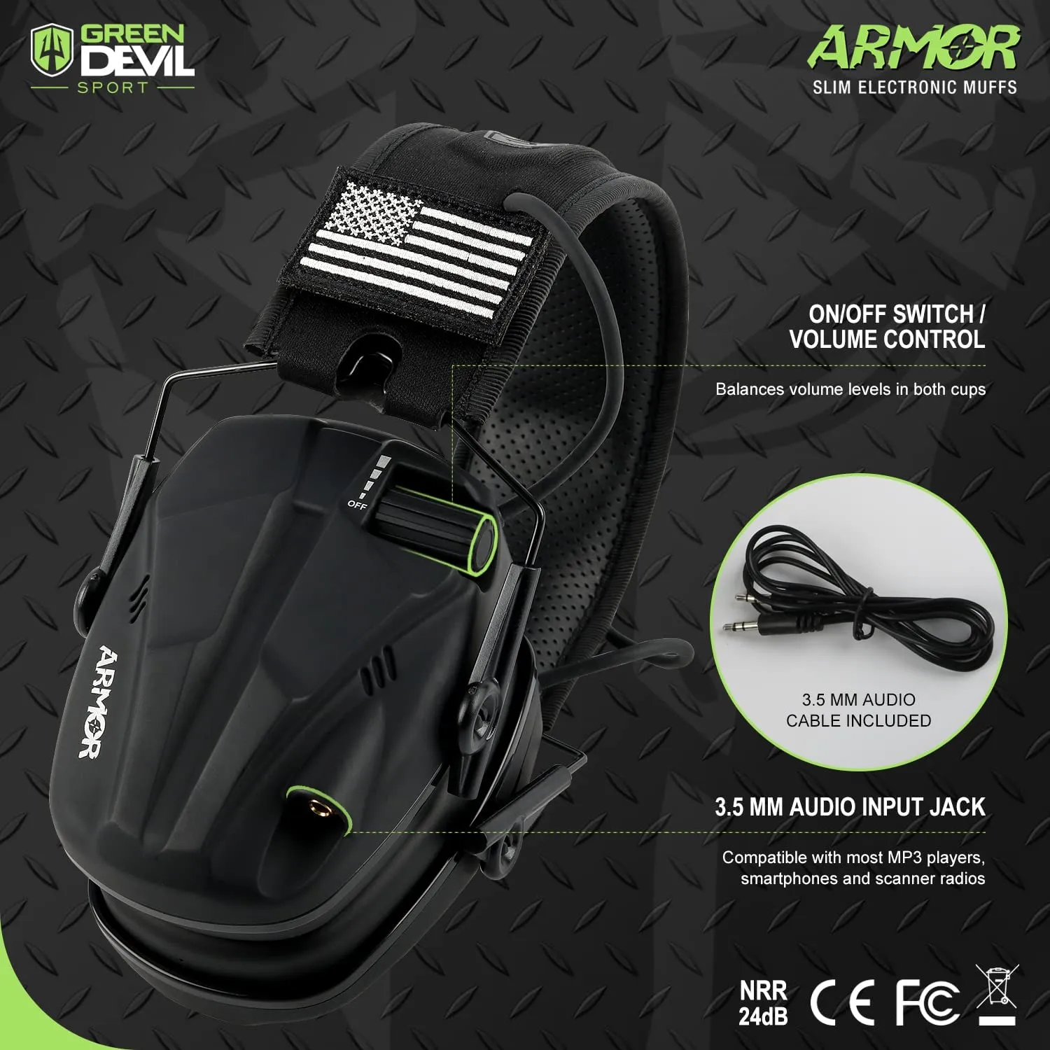 GREEN DEVIL Shooting Ear Protection Electronic Noise Reduction Hearing Protection Earmuffs Headphones For Gun Range Hunting Black