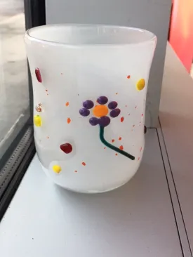 Handblown Glass Cup - Flowers