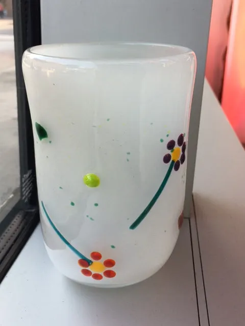 Handblown Glass Cup - Flowers