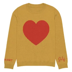 Heart - Knitted crew neck sweater MUSTARD