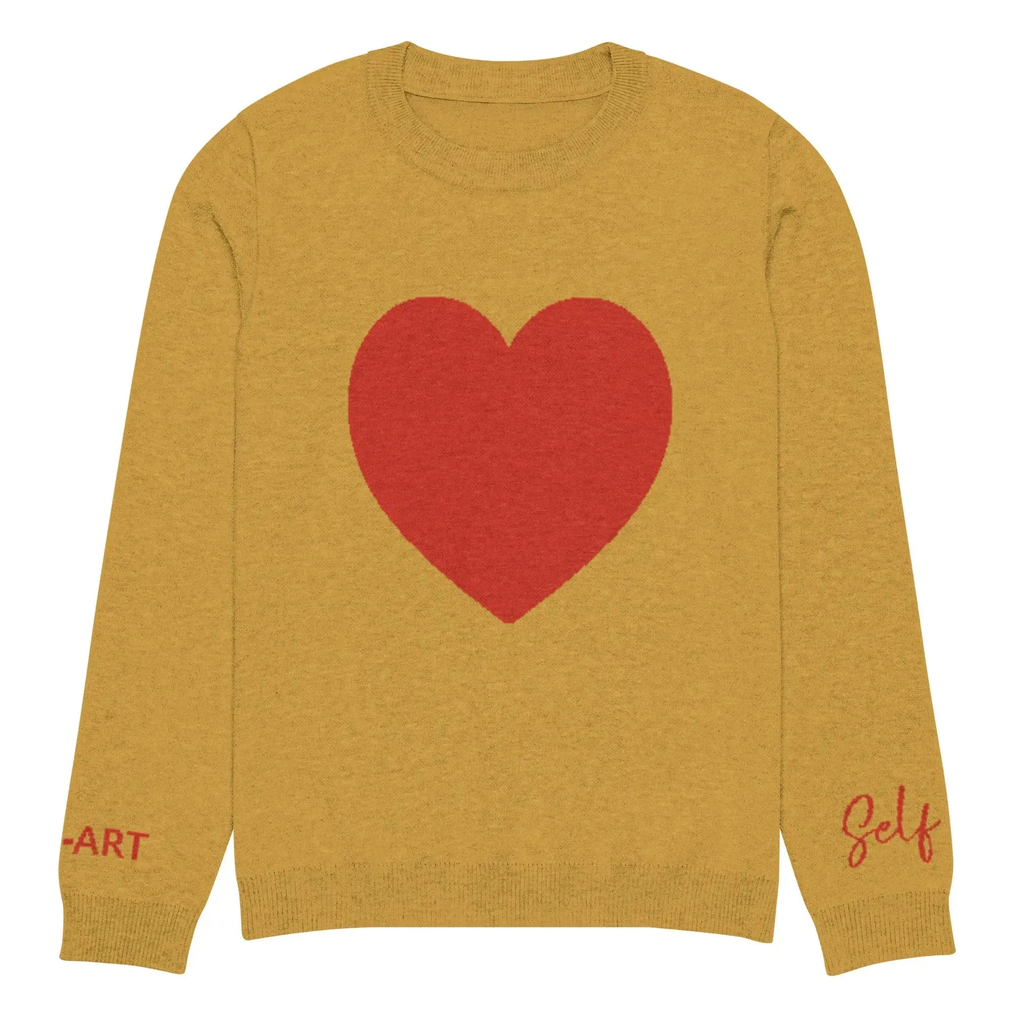 Heart - Knitted crew neck sweater MUSTARD
