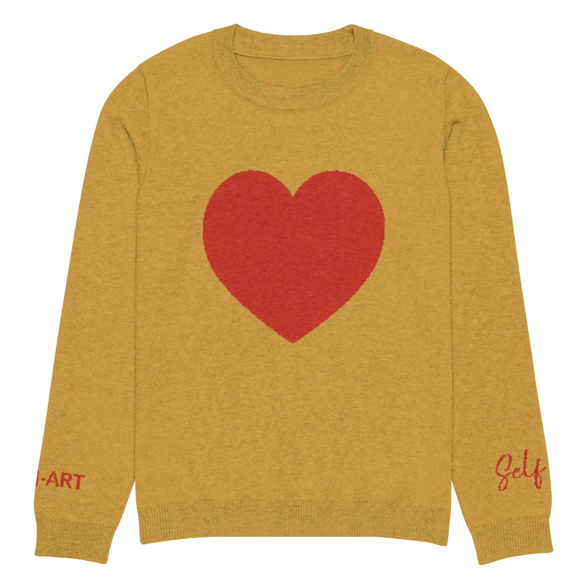 Heart - Knitted crew neck sweater MUSTARD