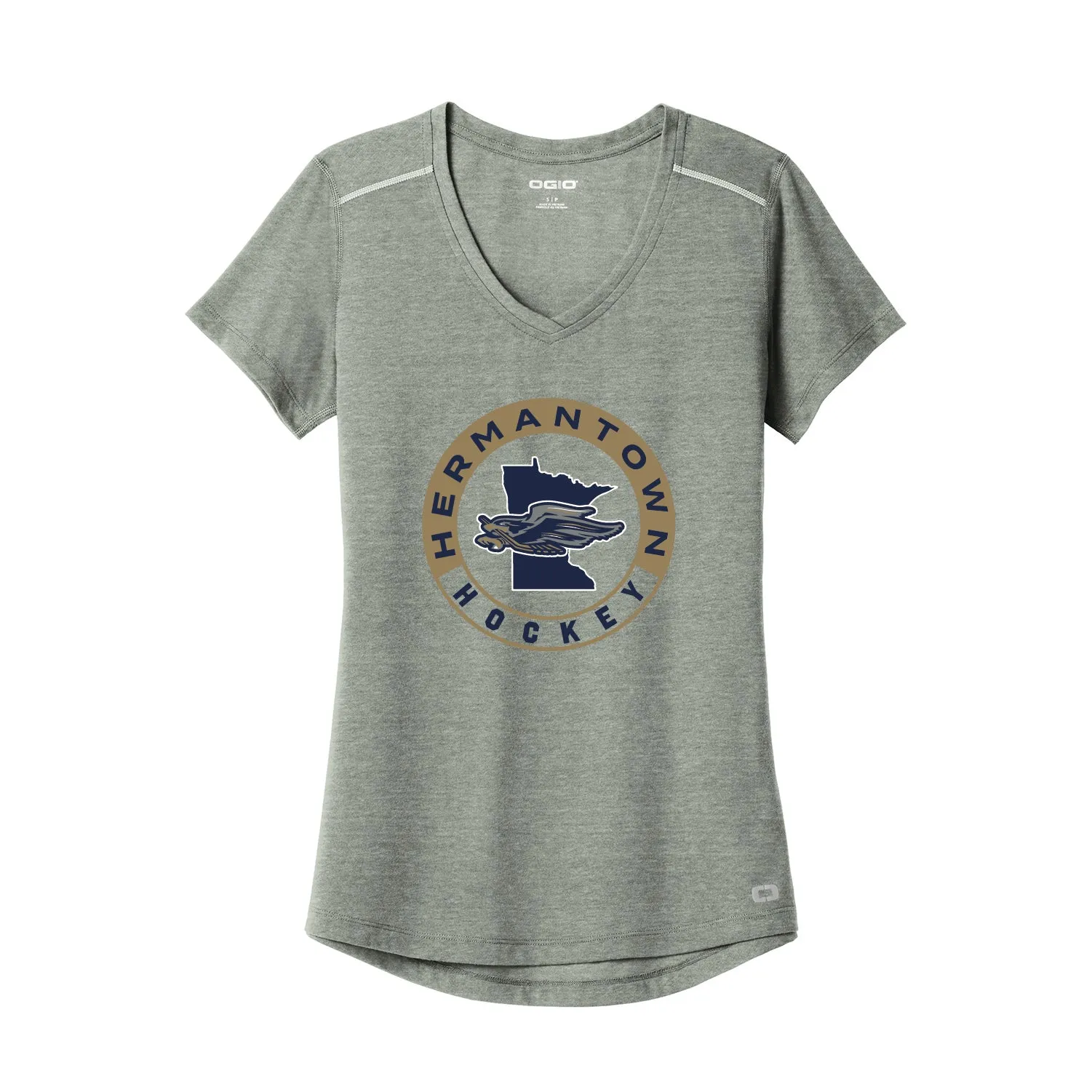 Hermantown Hockey Ladies Peak V-Neck Tee
