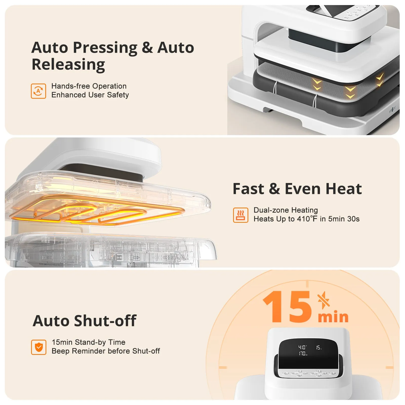 HTVRONT Auto2 Heat Press Machine - Digit 120V,Your Smartest Solution of Heat Transferring.For DTF,HTV,Sublimation,PUFF.For DIY T shirt,hat,jacket,pillow,ceramic,hoodie, and more