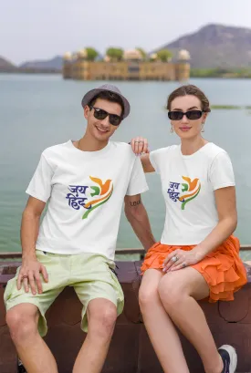Jai Hind White Printed T-shirt for men
