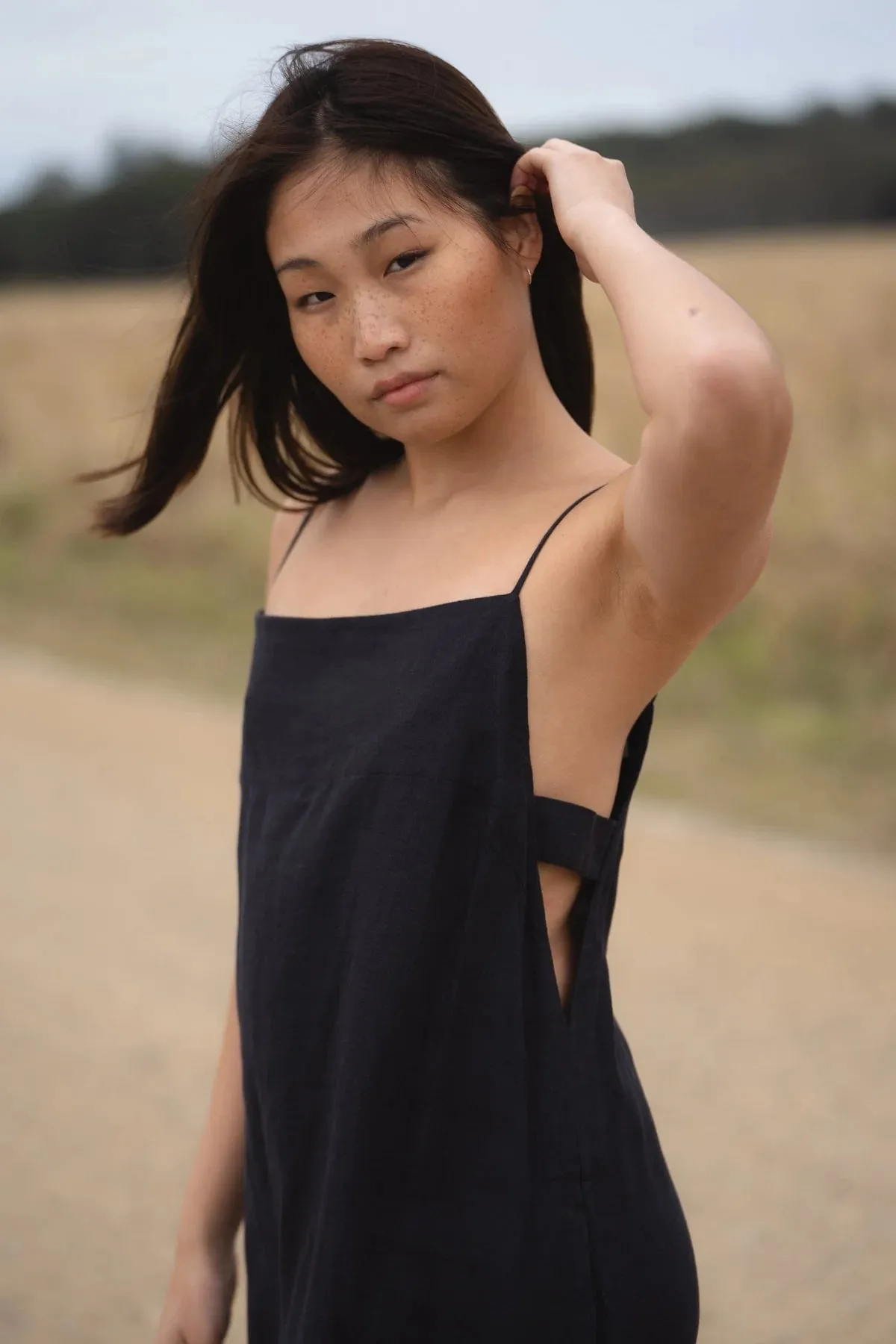 Kai Linen Slip Dress - Navy