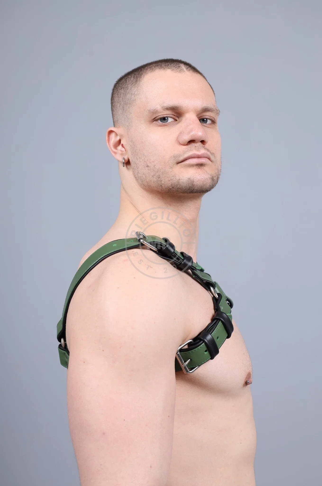 Leather Harness - Army Green