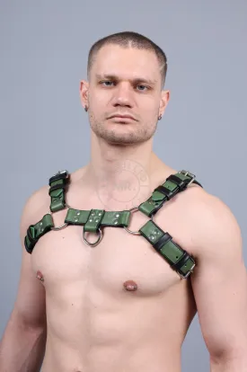 Leather Harness - Army Green