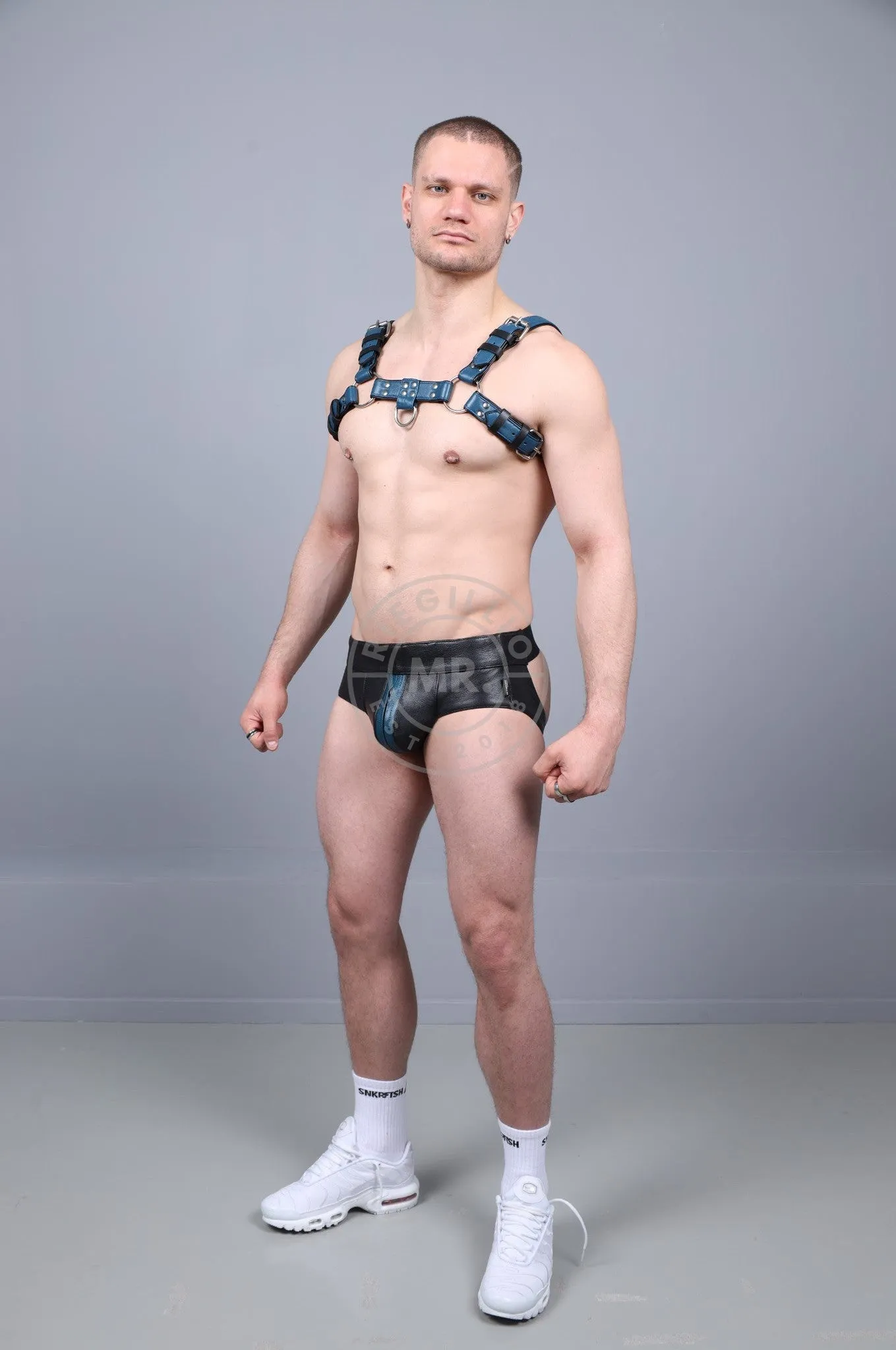 Leather Harness - Jeans Blue