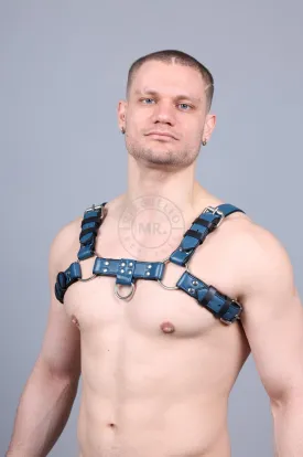 Leather Harness - Jeans Blue