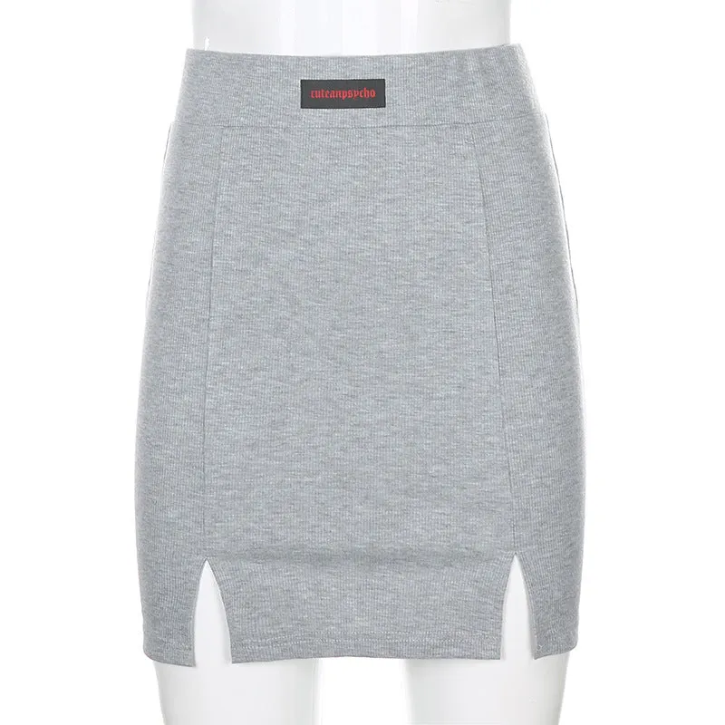 Letter print baggy buckled umbilical cord 3 pc set T-shirt vest Skirt Street Hipster