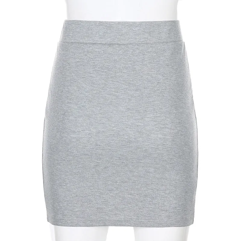 Letter print baggy buckled umbilical cord 3 pc set T-shirt vest Skirt Street Hipster