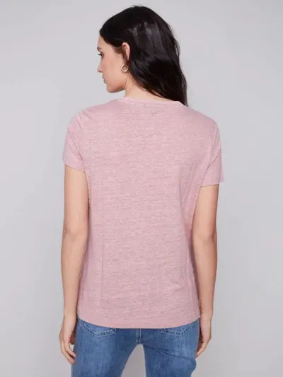 Linen V Neck T Shirt