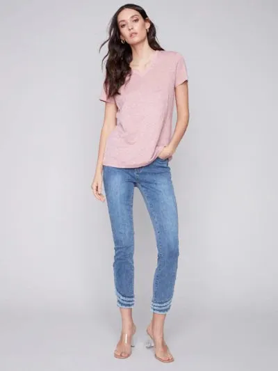 Linen V Neck T Shirt
