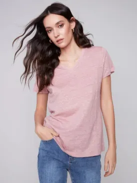 Linen V Neck T Shirt