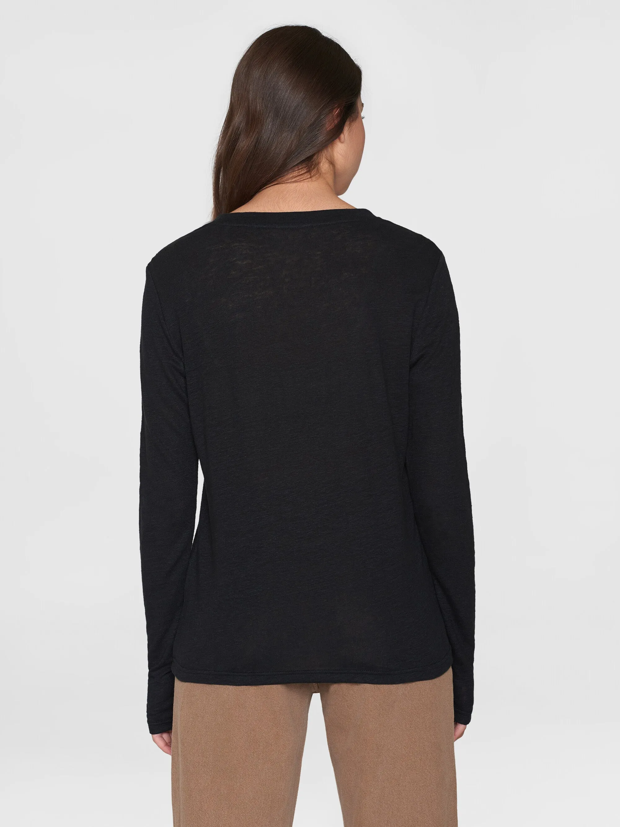 Long sleeve linen t-shirt - GOTS/Vegan - Black Jet